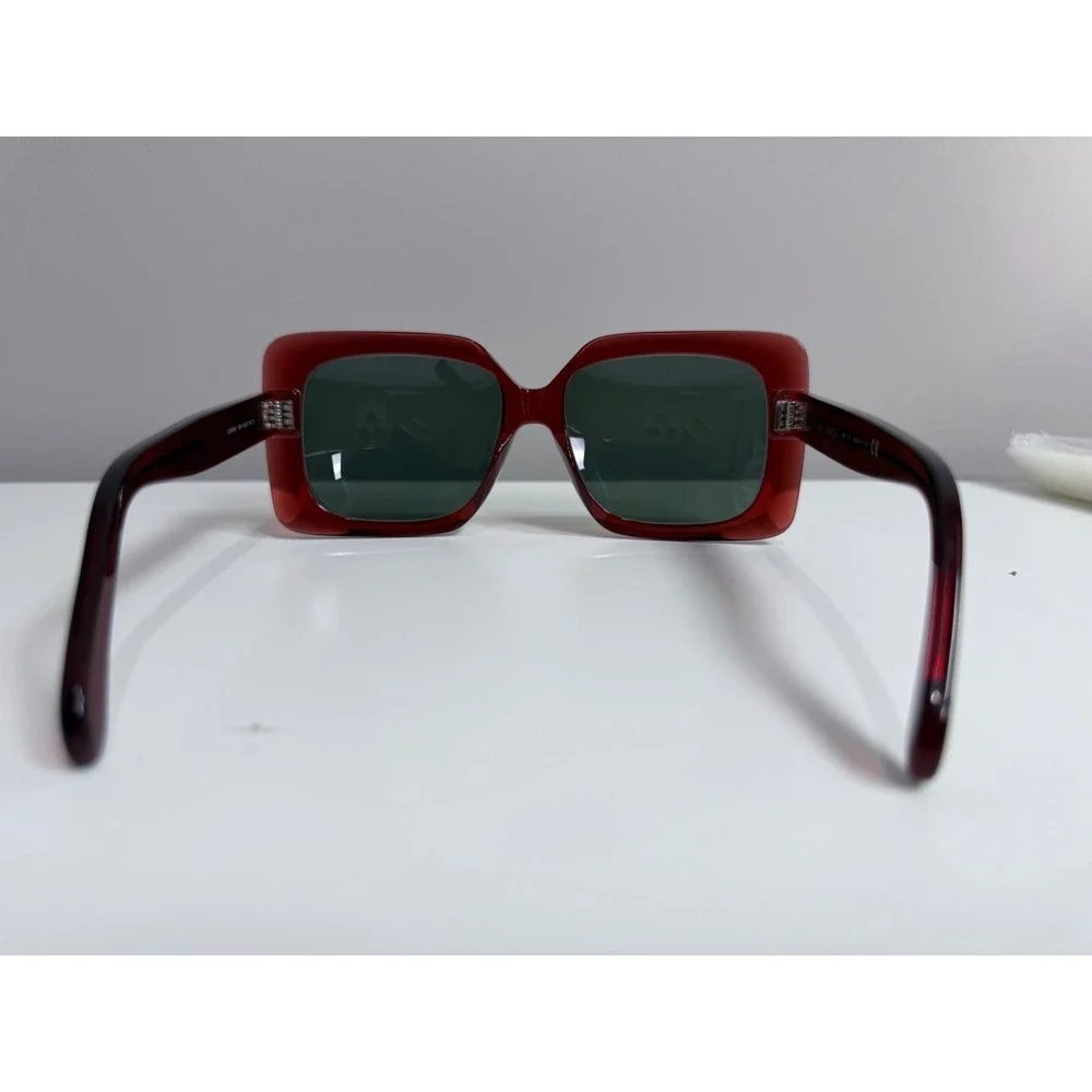 Celine NEW Sunglasses Womens Red Square Oversized CL40096I 66N Transparent Red